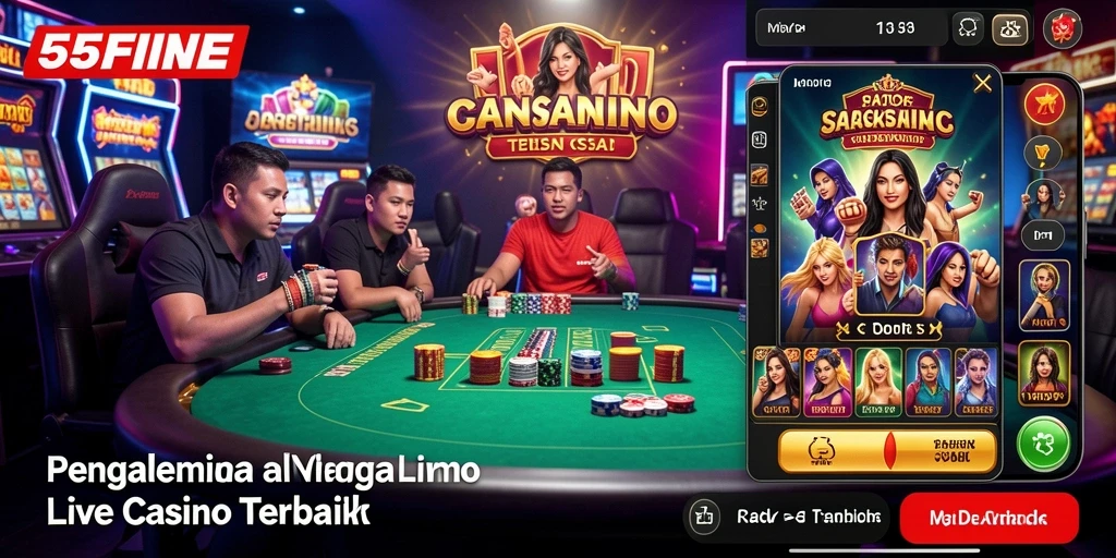 Tampilan gameplay Live Casino yang mendebarkan di 55FIVE.