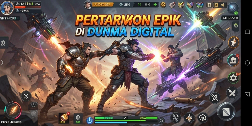 Tampilan gameplay menegangkan di arena pertarungan GIFTRP288.
