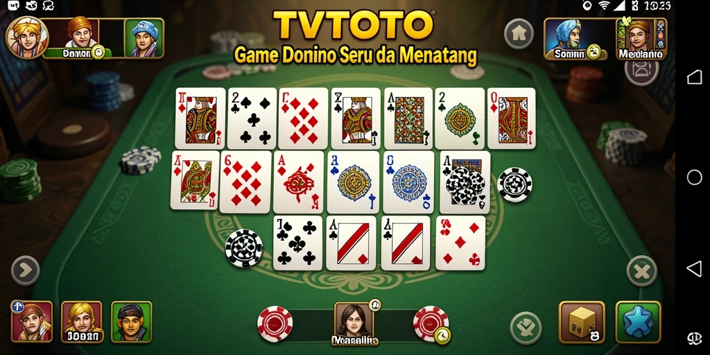 Tampilan screenshot gameplay <strong>TVTOTO</strong> dengan suasana permainan Domino yang seru.